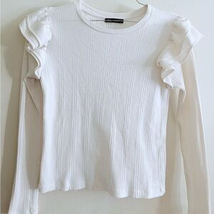 Zara Cream Ruffle Sleeve Long Top